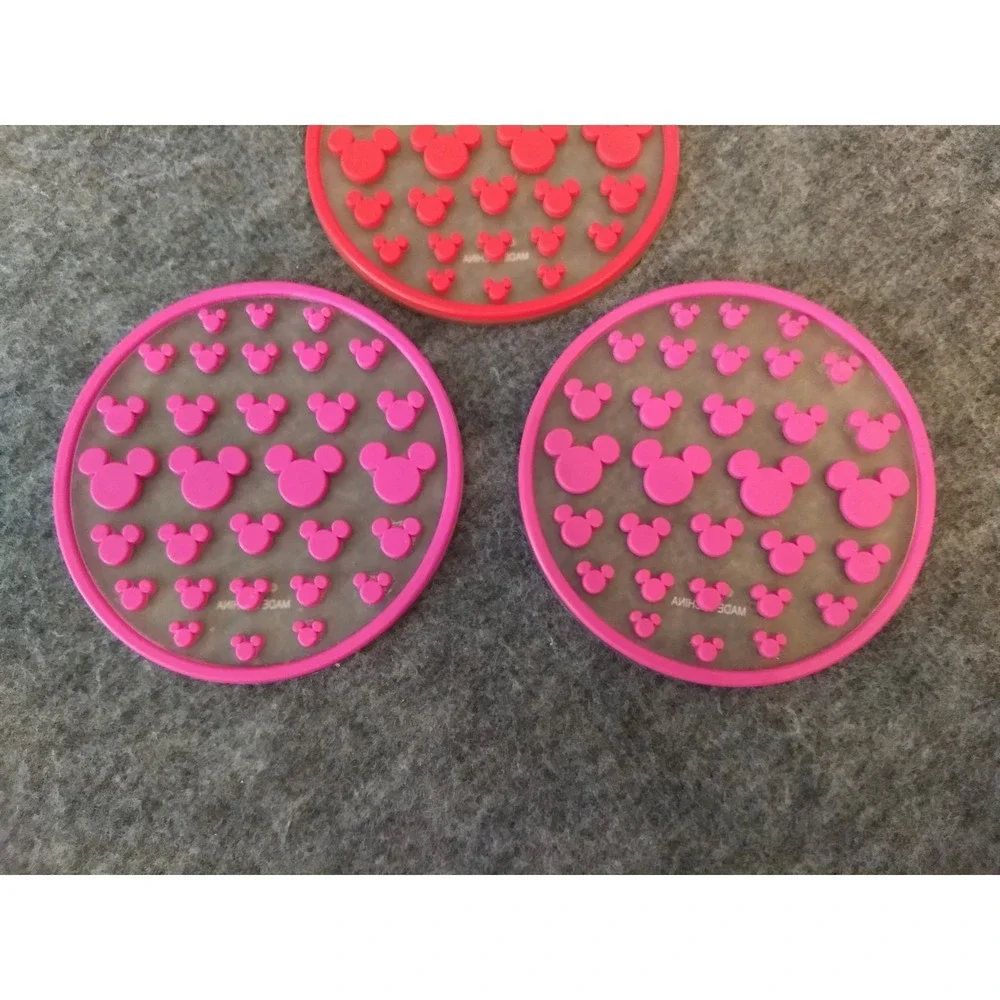 DISNEY Mickey Mouse Silicone Coasters Lot of 5 Mickey Ears 3 Colors Stackable